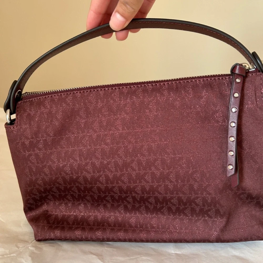 Michael Kors Logo Purse Messenger Bag Canvas Red Everyday